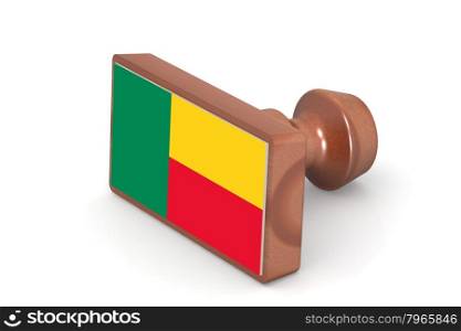 Wooden stamp with Benin flag image with hi-res rendered artwork that could be used for any graphic design.