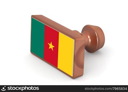 Wooden stamp with Cameroon flag image with hi-res rendered artwork that could be used for any graphic design.