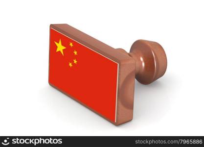 Wooden stamp with China flag image with hi-res rendered artwork that could be used for any graphic design.