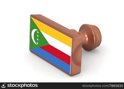 Wooden stamp with Comoros flag image with hi-res rendered artwork that could be used for any graphic design.