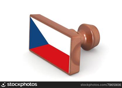 Wooden stamp with Czech Republic flag image with hi-res rendered artwork that could be used for any graphic design.