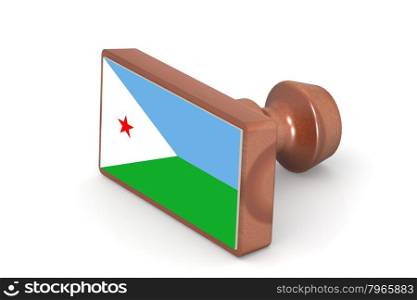 Wooden stamp with Djibouti flag image with hi-res rendered artwork that could be used for any graphic design.
