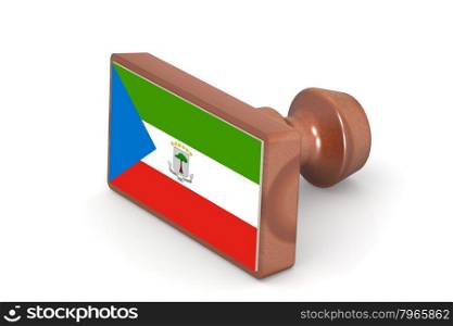 Wooden stamp with Equatorial Guinea flag image with hi-res rendered artwork that could be used for any graphic design.