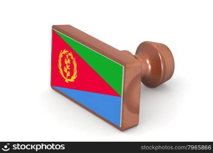 Wooden stamp with Eritrea flag image with hi-res rendered artwork that could be used for any graphic design.