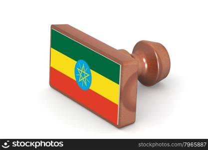 Wooden stamp with Ethiopia flag image with hi-res rendered artwork that could be used for any graphic design.
