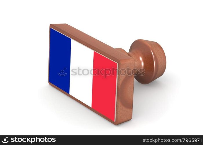 Wooden stamp with France flag image with hi-res rendered artwork that could be used for any graphic design.