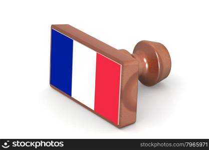 Wooden stamp with France flag image with hi-res rendered artwork that could be used for any graphic design.