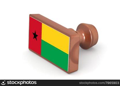 Wooden stamp with Guinea Bissau flag image with hi-res rendered artwork that could be used for any graphic design.