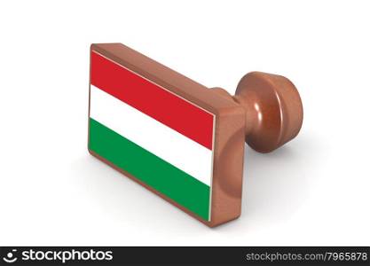 Wooden stamp with Hungary flag image with hi-res rendered artwork that could be used for any graphic design.