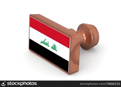 Wooden stamp with Iraq flag image with hi-res rendered artwork that could be used for any graphic design.