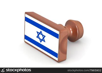 Wooden stamp with Israel flag image with hi-res rendered artwork that could be used for any graphic design.
