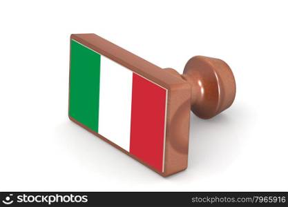 Wooden stamp with Italy flag image with hi-res rendered artwork that could be used for any graphic design.