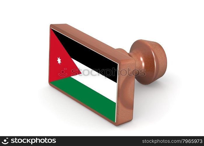 Wooden stamp with Jordan flag image with hi-res rendered artwork that could be used for any graphic design.