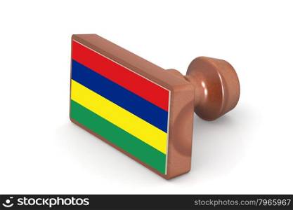 Wooden stamp with Mauritius flag image with hi-res rendered artwork that could be used for any graphic design.