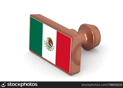 Wooden stamp with Mexico flag image with hi-res rendered artwork that could be used for any graphic design.