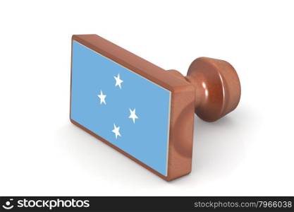 Wooden stamp with Micronesia flag image with hi-res rendered artwork that could be used for any graphic design.