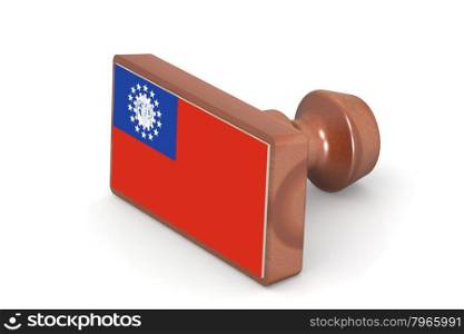 Wooden stamp with Myanmar flag image with hi-res rendered artwork that could be used for any graphic design.