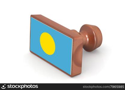 Wooden stamp with Palau flag image with hi-res rendered artwork that could be used for any graphic design.