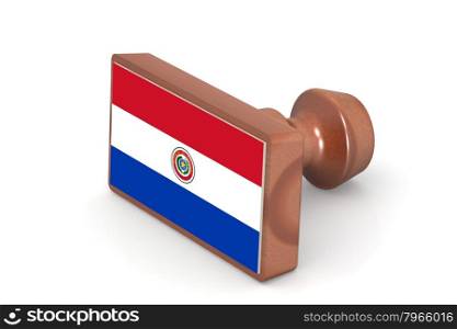 Wooden stamp with Paraguay flag image with hi-res rendered artwork that could be used for any graphic design.