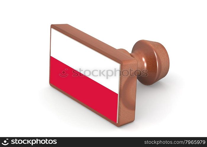 Wooden stamp with Poland flag image with hi-res rendered artwork that could be used for any graphic design.