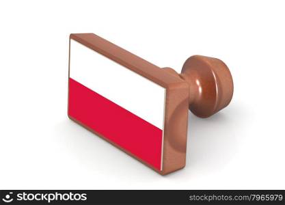 Wooden stamp with Poland flag image with hi-res rendered artwork that could be used for any graphic design.