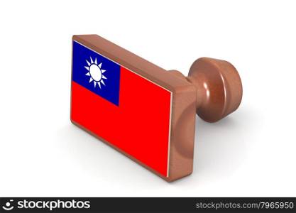 Wooden stamp with Republic of China flag image with hi-res rendered artwork that could be used for any graphic design.