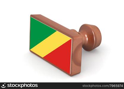 Wooden stamp with Republic of the Congo flag image with hi-res rendered artwork that could be used for any graphic design.