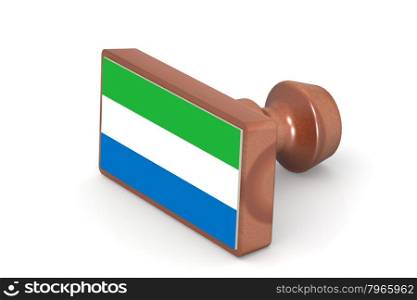 Wooden stamp with Sierra Leone flag image with hi-res rendered artwork that could be used for any graphic design.