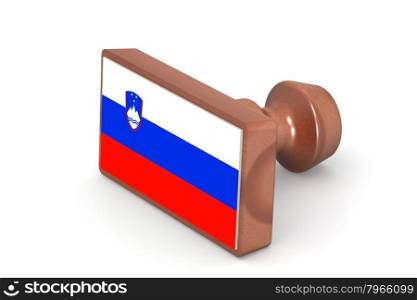 Wooden stamp with Slovenia flag image with hi-res rendered artwork that could be used for any graphic design.