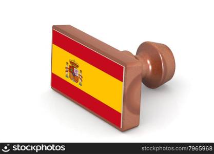 Wooden stamp with Spain flag image with hi-res rendered artwork that could be used for any graphic design.