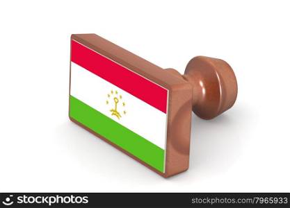 Wooden stamp with Tajikistan flag image with hi-res rendered artwork that could be used for any graphic design.