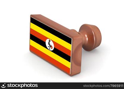 Wooden stamp with Uganda flag image with hi-res rendered artwork that could be used for any graphic design.
