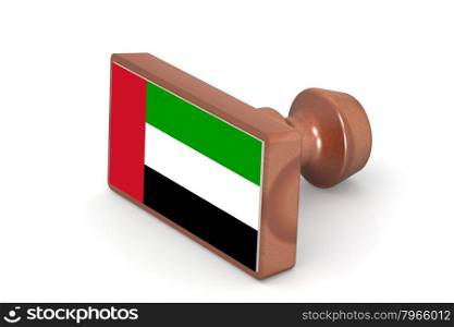 Wooden stamp with United Arab Emirates flag image with hi-res rendered artwork that could be used for any graphic design.