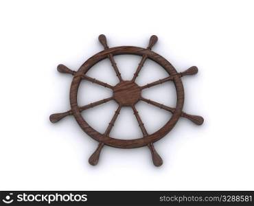 wooden steering wheel. 3d