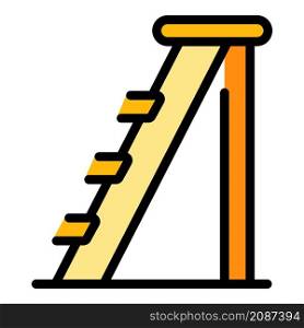 Wooden step ladder icon. Outline wooden step ladder vector icon color flat isolated. Wooden step ladder icon color outline vector