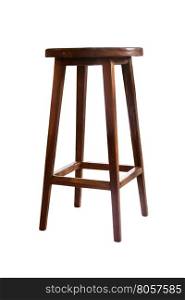 Wooden stool isolated on white background, stock photo