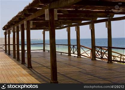 Wooden structure on a boardwalk, Cancun, Mexico