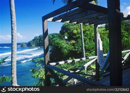 Wooden structure on the beach, Caribbean