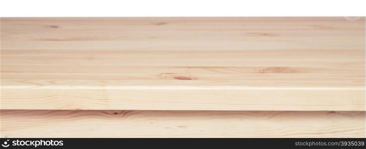 wooden table top isolated on white background