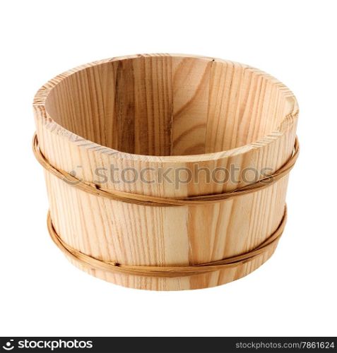 Wooden tub. Objects: wooden tub isolated on white background