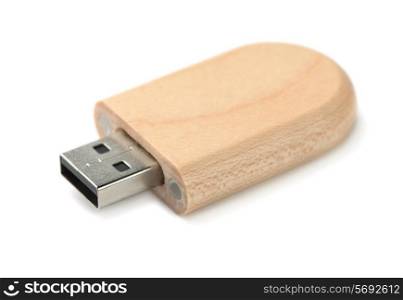 Wooden Usb memory stick isolated on white