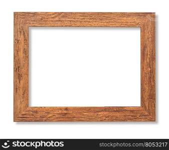 Wooden vintage frame isolated on white background with clipping path