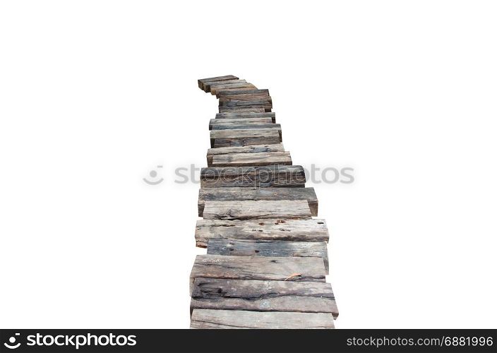 wooden walkway on a white background.