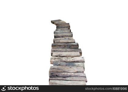 wooden walkway on a white background.