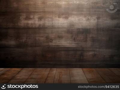 Wooden wall and floor as background. Wooden texture with copy space