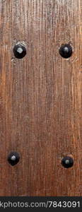 Wooden wall texture, brown wood with rivets background