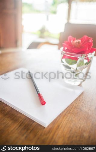 Wooden work table display at the shop, stock photo