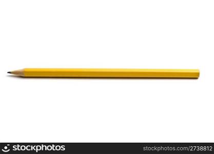 Wooden yellow pencil isolated on white background