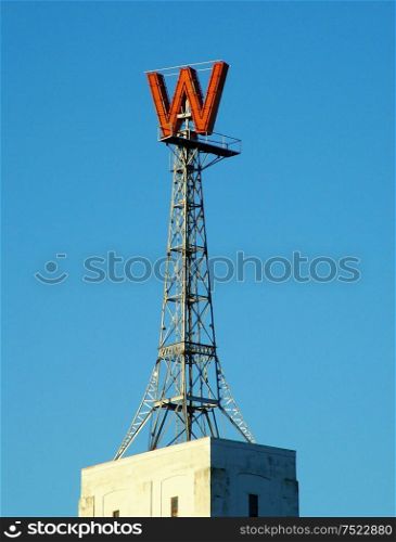 Woodward&acute;s W sign, Vancouver Canada.