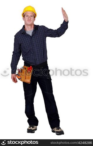 Woodworker on white background